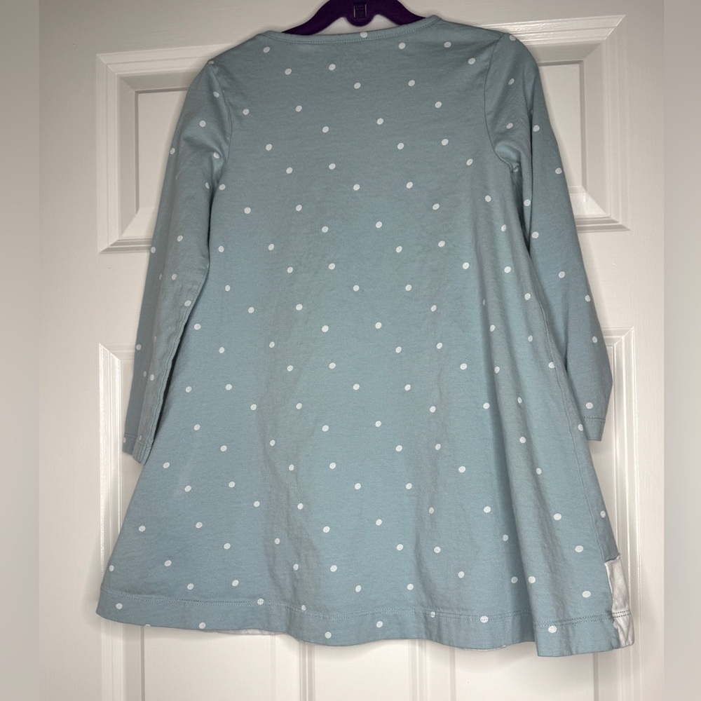 Mini Boden Sky Blue Dress with White Dots & Cute Penguins - Picture 4 of 4